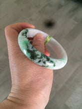 Load image into Gallery viewer, 55.6mm 100% natural Type A sunny green/white/purple jadeite jade bangle L116-4934