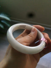 Load image into Gallery viewer, 56.8mm certified type A 100% Natural white/light green jadeite jade bangle B75-9276