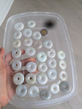 Load image into Gallery viewer, 24-25mm Type A 100% Natural light green/white Jadeite Jade Safety Guardian Button donut Pendant group AJ52 (Add-on items)