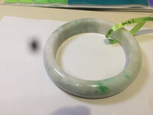 Load image into Gallery viewer, 58mm certificated Type A 100% Natural sunny green/white Jadeite Jade bangle E48-7904