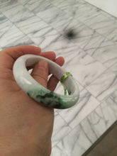Load image into Gallery viewer, 55.6mm 100% natural Type A sunny green/white/purple jadeite jade bangle L116-4934