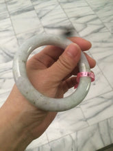 Load image into Gallery viewer, 56.6mm 100% natural light green/white chubby round cut jadeite jade bangle L65