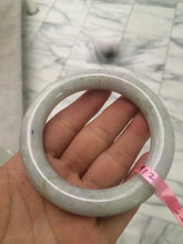 Load image into Gallery viewer, 56.6mm 100% natural light green/white chubby round cut jadeite jade bangle L65