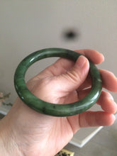 Load image into Gallery viewer, 58.5mm 100% Natural dark green nephrite Jade (碧玉) round cut bangle G39