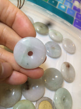 Load image into Gallery viewer, 24-25mm Type A 100% Natural light green/white/purple/red Jadeite Jade Safety Guardian Button donut Pendant group AK39 (Add-on items)