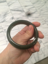 Load image into Gallery viewer, 59.2mm certified 100% Natural oily dark green/black nephrite Jade bangle HE15-3597