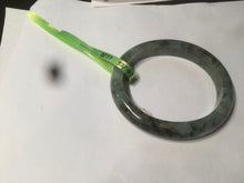 Load image into Gallery viewer, 50mm Certified Type A 100% Natural dark green/gray oval Jadeite Jade bangle AB74-7877