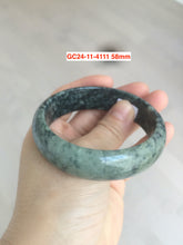 Load image into Gallery viewer, 52-60mm certified Type A 100% Natural green gray black Jadeite Jade bangle GC24 (add on item)