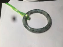 Load image into Gallery viewer, 50mm Certified Type A 100% Natural dark green/gray oval Jadeite Jade bangle AB74-7877