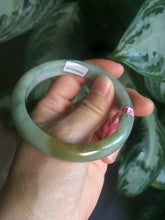 Load image into Gallery viewer, 56.6mm certified 100% natural Type A green/brown jadeite jade bangle L67-8440