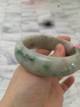 Load image into Gallery viewer, 56.3mm 100% natural Type A green/brown/purple chubby tire style jadeite jade bangle B62