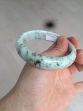 Load image into Gallery viewer, 58mm Certified type A 100% Natural green/white (windflowers, 小碎花) Jadeite Jade bangle AM70-9154