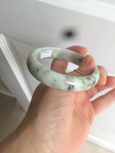 Load image into Gallery viewer, 58mm Certified type A 100% Natural green/white (windflowers, 小碎花) Jadeite Jade bangle AM70-9154