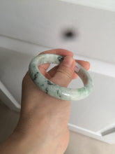 Load image into Gallery viewer, 55mm Certified type A 100% Natural green/white (windflowers, 小碎花) Jadeite Jade bangle AM69-9159