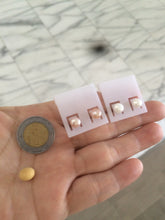 Load image into Gallery viewer, 6mm Genuine cultured freshwater high luster reflective pink/white oblate pearl stud earring AK38 (add on item, Not sale individually.)