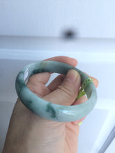 Load image into Gallery viewer, 53mm Certified type A 100% Natural light green/brown/gary floating flower oval jadeite jade bangle Q74-5309