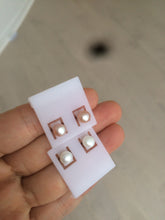 Load image into Gallery viewer, 6mm Genuine cultured freshwater high luster reflective pink/white oblate pearl stud earring AK38 (add on item, Not sale individually.)