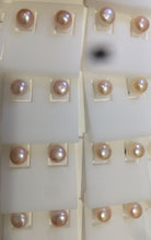 Load image into Gallery viewer, 6mm Genuine cultured freshwater high luster reflective pink/white oblate pearl stud earring AK38 (add on item, Not sale individually.)