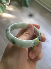 Load image into Gallery viewer, 52mm 100% natural certified green green/white oval jadeite jade bangle AB32-5304