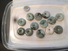 Load image into Gallery viewer, 24-25mm Type A 100% Natural dark green/white Jadeite Jade Safety Guardian Button donut Pendant group AK40-1 (Add-on items)
