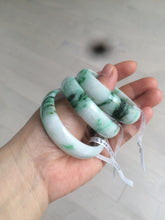 Load image into Gallery viewer, 46-48mm certified Type A 100% Natural sunny green/white kids Jadeite Jade bangle Group W69-0096