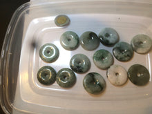 Load image into Gallery viewer, 24-25mm Type A 100% Natural dark green/white Jadeite Jade Safety Guardian Button donut Pendant group AK40-1 (Add-on items)