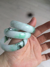 Load image into Gallery viewer, 46-48mm certified Type A 100% Natural sunny green/white kids Jadeite Jade bangle Group W69-0096