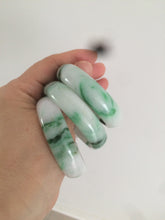 Load image into Gallery viewer, 46-48mm certified Type A 100% Natural sunny green/white kids Jadeite Jade bangle Group W69-0096