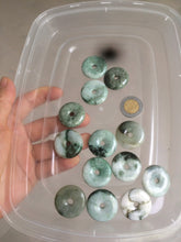 Load image into Gallery viewer, 24-25mm Type A 100% Natural dark green/white Jadeite Jade Safety Guardian Button donut Pendant group AK40-1 (Add-on items)