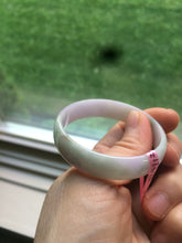 Load image into Gallery viewer, 47.4mm certified Type A 100% Natural light sunny green/purple thin Jadeite Jade bangle Z51-3201
