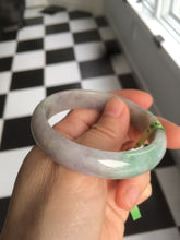 Load image into Gallery viewer, 51.5mm Certified Type A 100% Natural light green/purple/gray oval shape Jadeite Jade bangle B67-5185