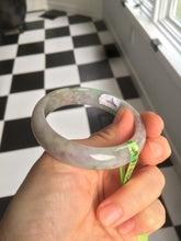 Load image into Gallery viewer, 51.5mm Certified Type A 100% Natural light green/purple/gray oval shape Jadeite Jade bangle B67-5185