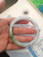 Load image into Gallery viewer, 56.5mm certified 100% natural Type A sunny green/white jadeite jade bangle A80-0458