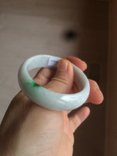 Load image into Gallery viewer, 48.5mm Certified Type A 100% Natural sunny green/white oval Jadeite Jade bangle AT60-4210