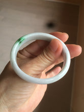 Load image into Gallery viewer, 48.5mm Certified Type A 100% Natural sunny green/white oval Jadeite Jade bangle AT60-4210