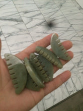 Load image into Gallery viewer, 100% Natural icy watery light green/gray Jadeite gua sha (刮痧) Jadeite jade Comb E77 (Add on item! not sale individually)