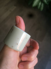 Load image into Gallery viewer, 100% Natural beige with brown flying dandelions nephrite Jade men's thumb ring HE10