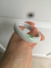 Load image into Gallery viewer, 48.5mm Certified Type A 100% Natural sunny green/white oval Jadeite Jade bangle AT60-4210