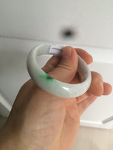 Load image into Gallery viewer, 48.5mm Certified Type A 100% Natural sunny green/white oval Jadeite Jade bangle AT60-4210