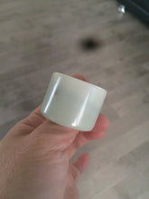 Load image into Gallery viewer, 100% Natural beige with brown flying dandelions nephrite Jade men's thumb ring HE10