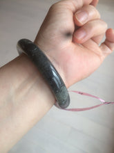 Load image into Gallery viewer, 53.4mm Certified 100% Natural black/gray sesame paste 芝麻糊 青花round cut nephrite Jade bangle HE102-5546