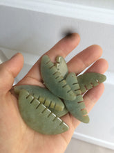 Load image into Gallery viewer, 100% Natural icy watery light green/gray Jadeite gua sha (刮痧) Jadeite jade Comb E77 (Add on item! not sale individually)