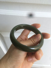 Load image into Gallery viewer, 59.2mm certified 100% Natural oily dark green/black nephrite Jade bangle HE15-3597