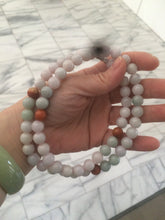 Load image into Gallery viewer, 9.2-9.5mm 100% Natural type A light green/purple/red/white jadeite jade beads necklace S3