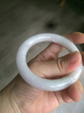 Load image into Gallery viewer, 53.8mm Certified type A 100% Natural light purple white chubby round cut Jadeite Jade bangle AS6-5121