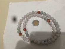 Load image into Gallery viewer, 9.2-9.5mm 100% Natural type A light green/purple/red/white jadeite jade beads necklace S3