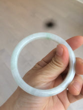 Load image into Gallery viewer, 58mm certified type A 100% Natural fresh light green/white slim jadeite jade bangle E80-0996