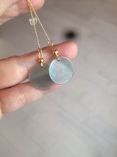 Load image into Gallery viewer, 100% Natural icy watery blue/green/gray plate (蝉翼) dangling Guatemala jadeite Jade earring S46
