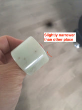 Load image into Gallery viewer, 100% Natural beige with brown flying dandelions nephrite Jade men's thumb ring HE10