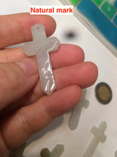 Load image into Gallery viewer, 100% Natural type A yellow/white jadeite Jade cross pendant necklace AQ24